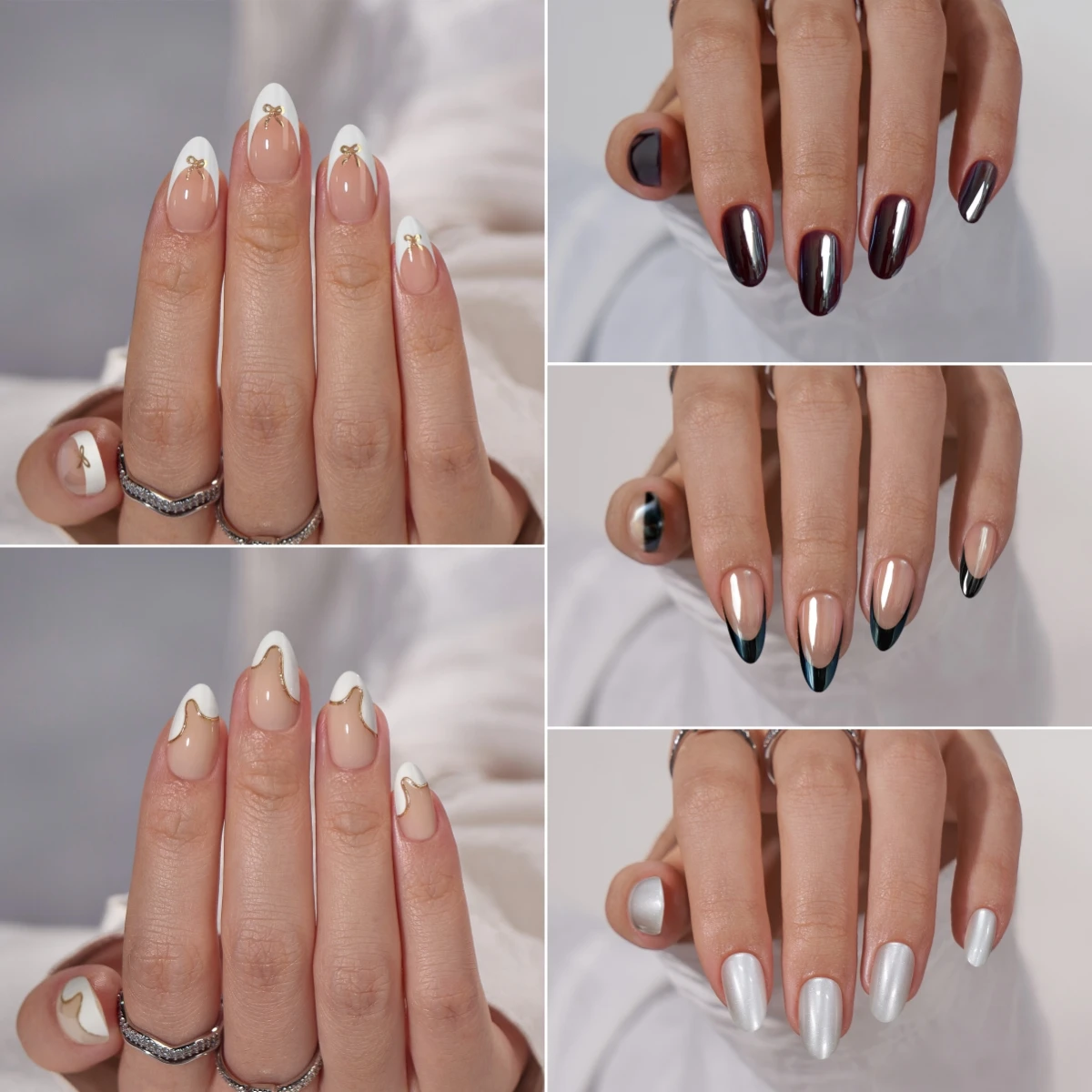 Private Label Pressed On Artificial Fake False Nails Wholesale Soft Gels Short Square Glazed Black French Tip Press On Nails