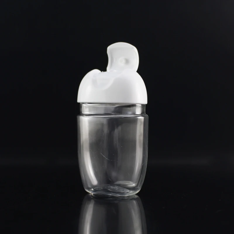 Custom Logo label Travel Clear Hand Sanitizing Dispenser Bottle 30ml Flat Plastic PET Hand Sanitizer Bottle With Flip Top Cap