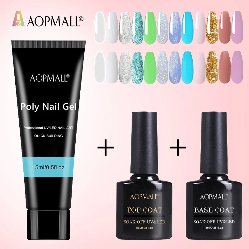 AOPMALL Poly Gel Nail extension Gel Vendor Free Sample OEM Pretty Nude Korean Poly Nail Gel suppliers