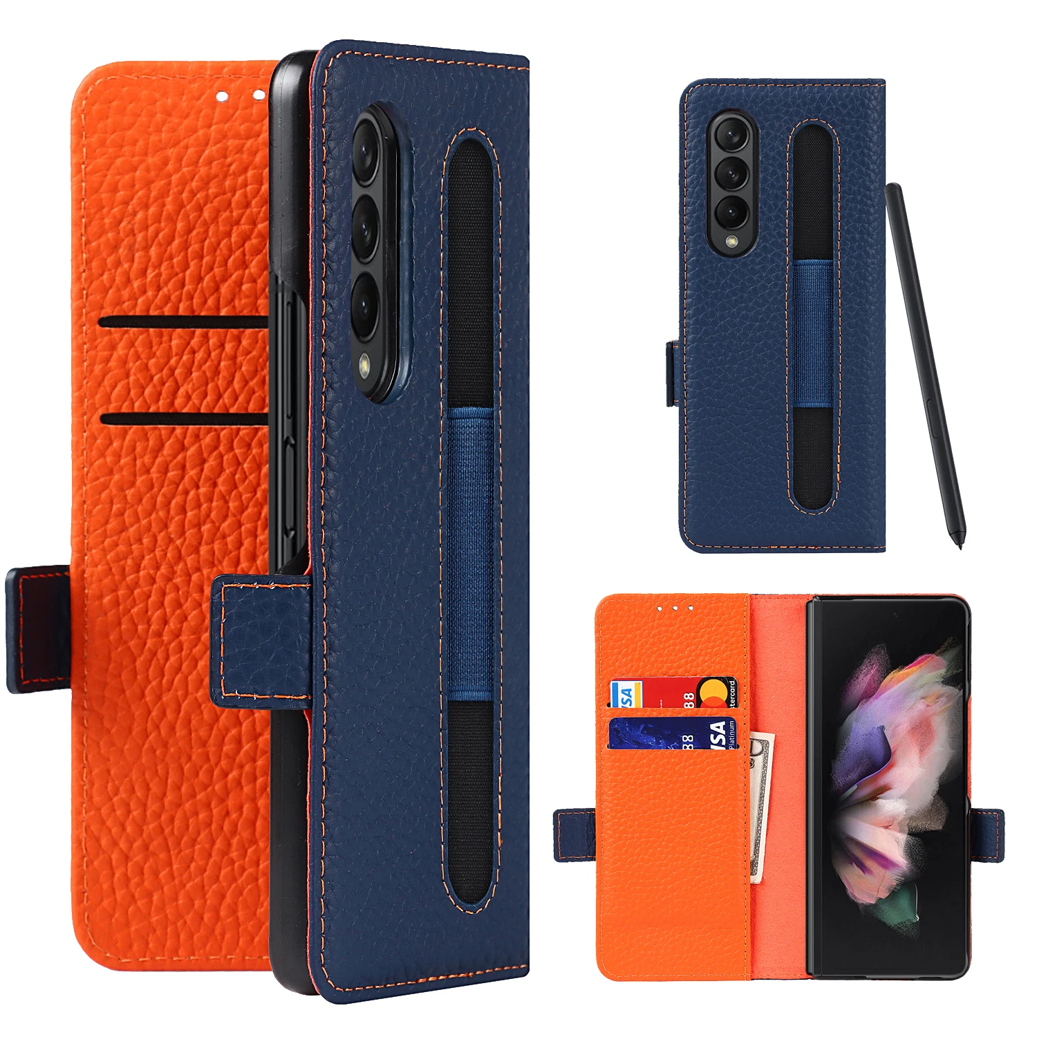 Прямая поставка чехол для Galaxy Z Fold 3 5G с S-держателем бумажник Samsung Fold3 из натуральной воловьей
