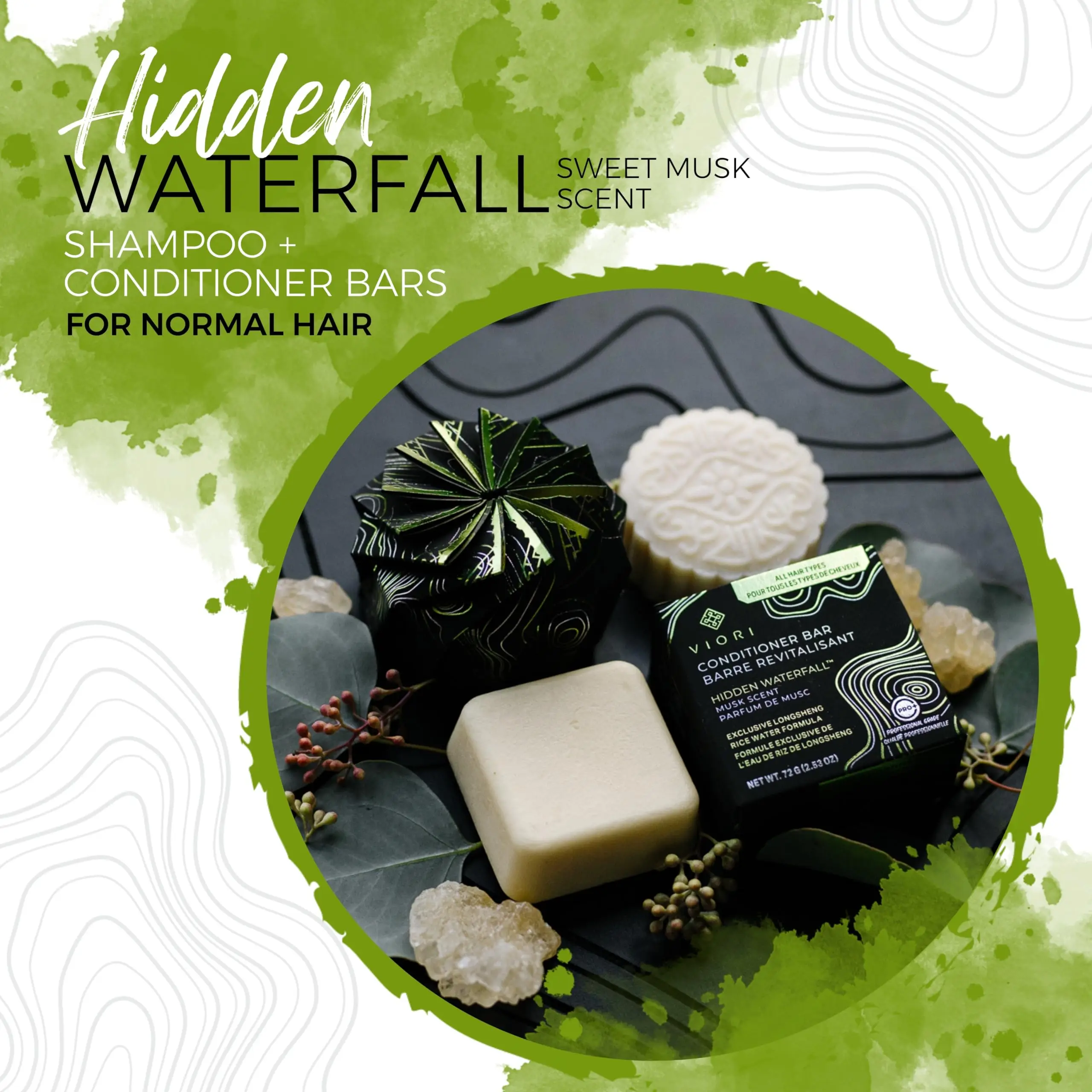 OEM Sulfate Free Shampoo Handcrafted All Natural Rice Water Shampoo Bars with Hidden Waterfall Scent