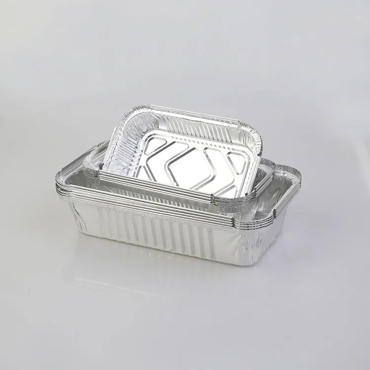 Tray Food Container Aluminum Foil Takeaway Aluminium Foil with Plastic Lids Disposable Wholesale Silver PET Aluminum Pans Accept