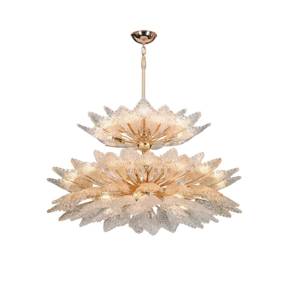 2023 Hot champaign gold Luxurious Handmade glass hotel villa A large chandelier