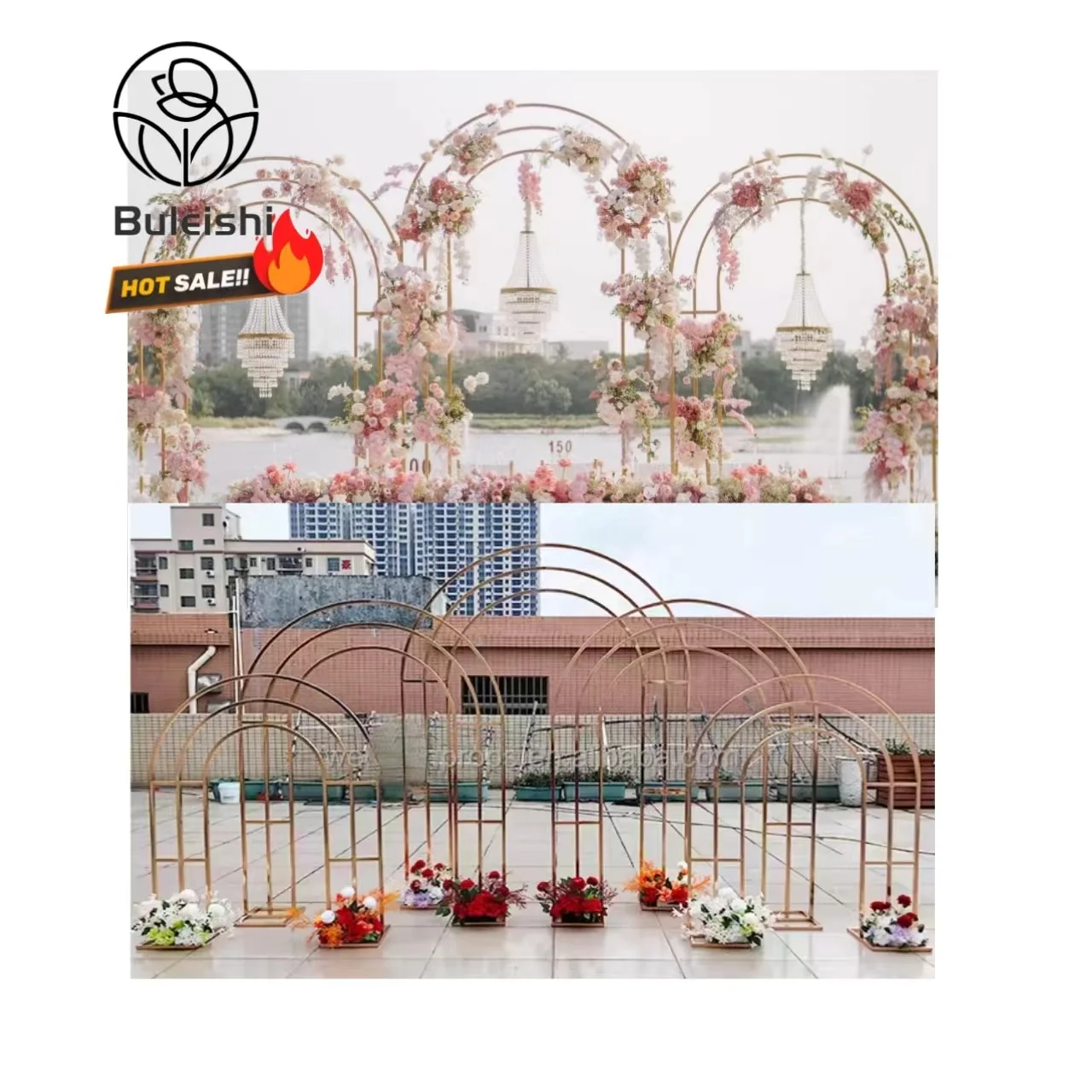 Wedding Arch Stand Gold Metal Stage Decoration Arch Frame Events Decor Birthday Party Backdrop Decoration Wedding Backdrop