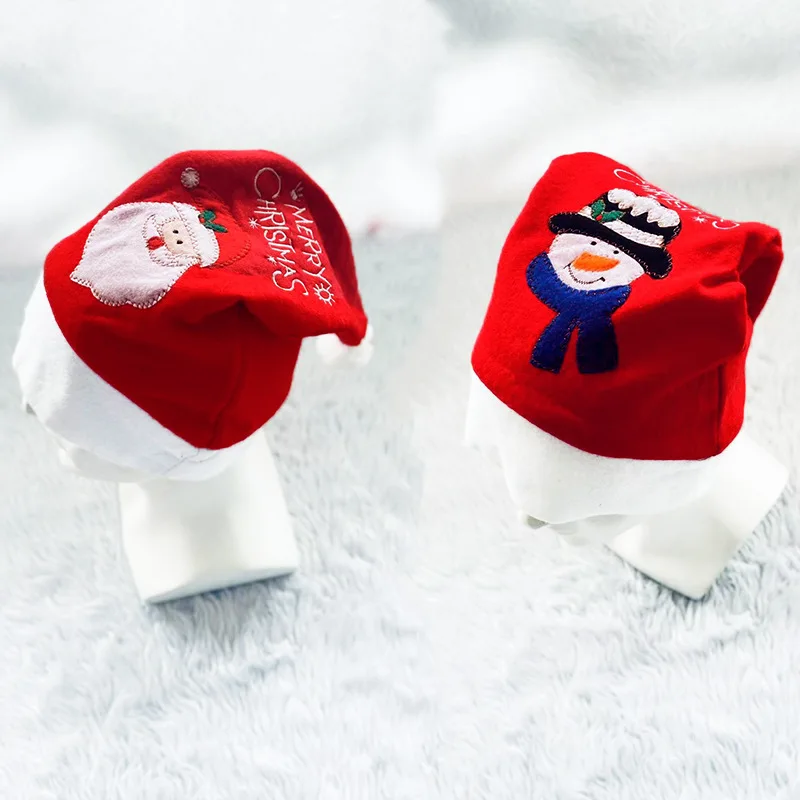 Factory Direct Santa Claus Plush Christmas Hat Decoration Xmas Party Supplies Traditional Red Christmas Hat