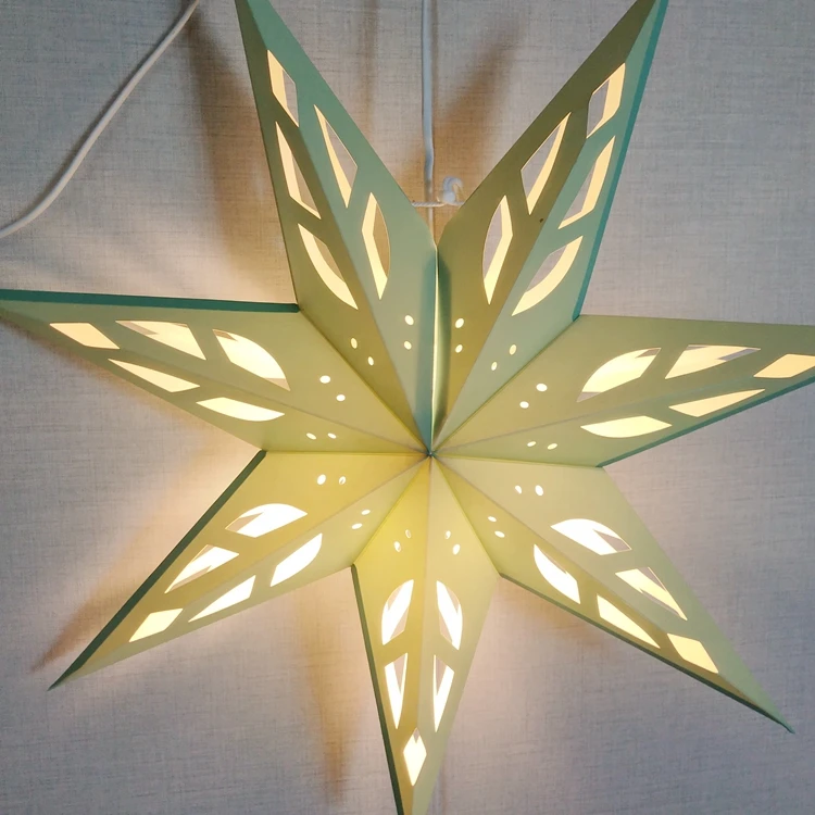 Wholesale Home Decor Green Folding Hanging Decoration Lamp Star Paper Lantern