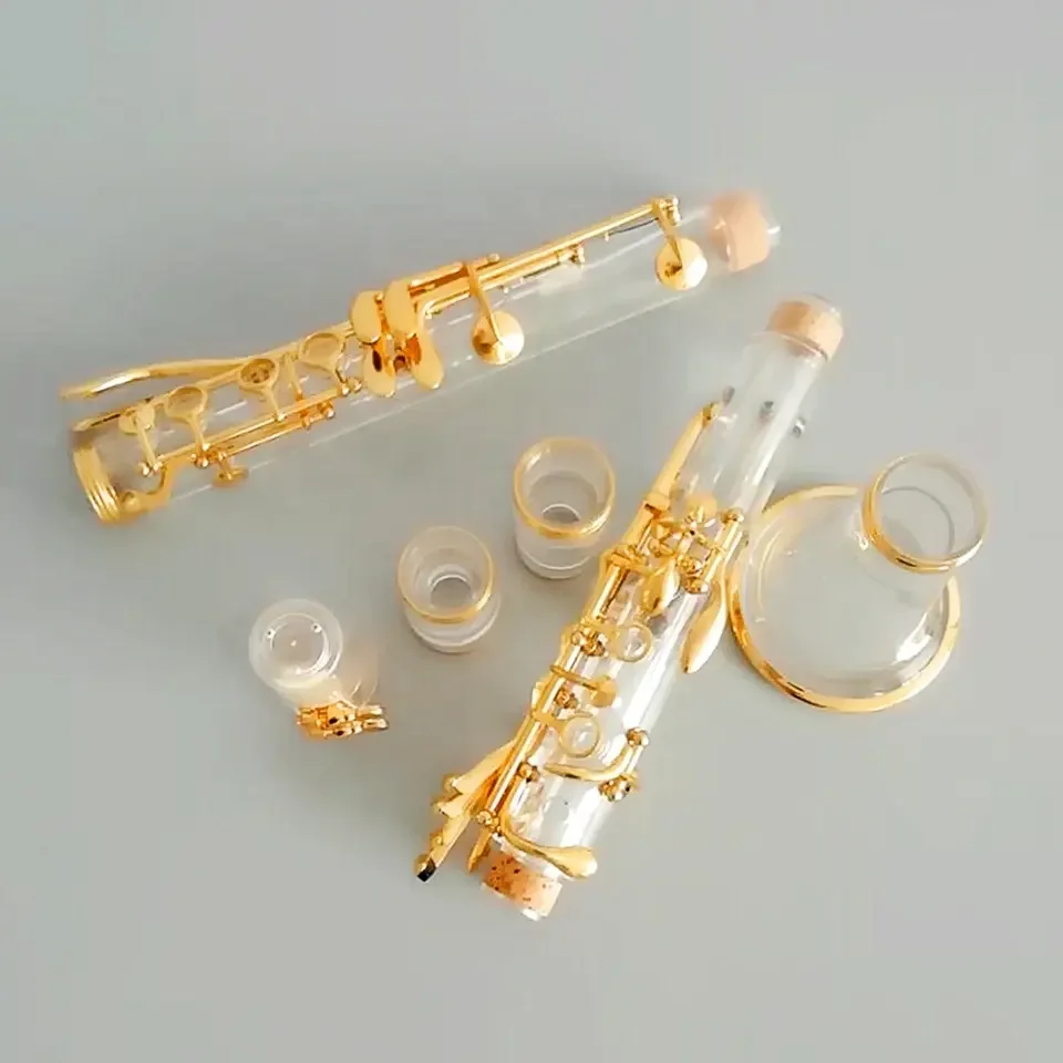 Extremely competitive price standard acrylic transparent clarinet 17 keys gold plated instruments