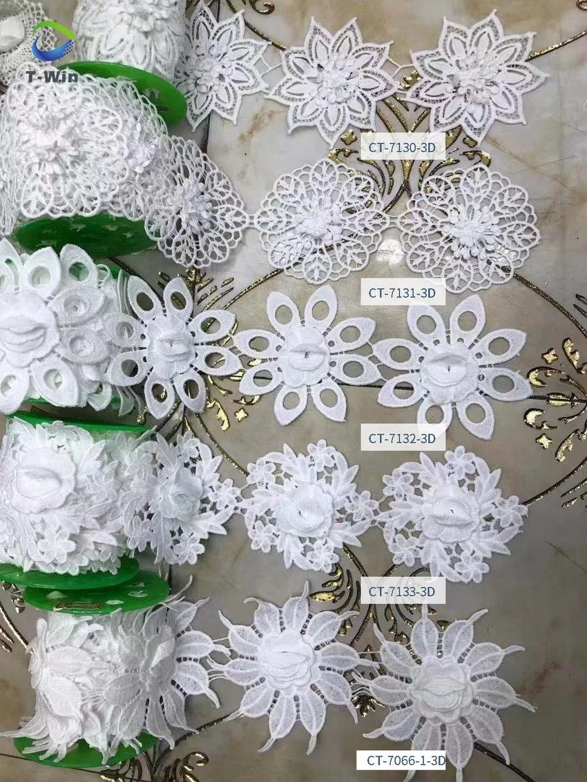 New guipure lace trim with 3d flowers for making dresses lace trim