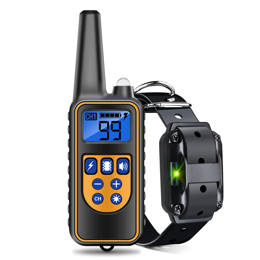 Gold Rechargeable Waterproof Electronic Static Shock Vibrate 1000m Remote Control Pet Dog Training Collar
