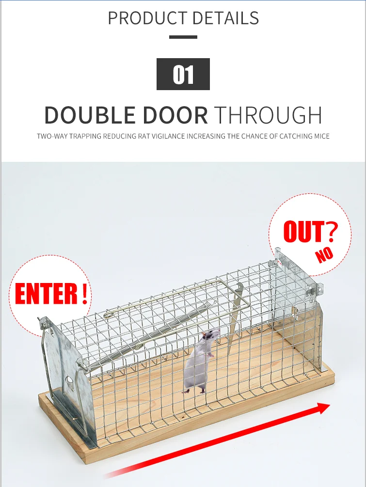 Hot Product Large And Small Two Entry Wooden Metal Different Sizes Mouse Trap Cage For Sale