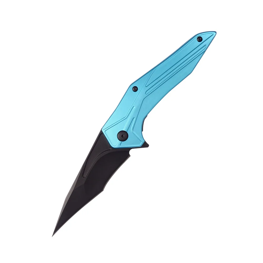Tactical Folding Survival Knife OEM Blue Outdoor EDC Pocket Knife with Stainless Steel Blade for Camping