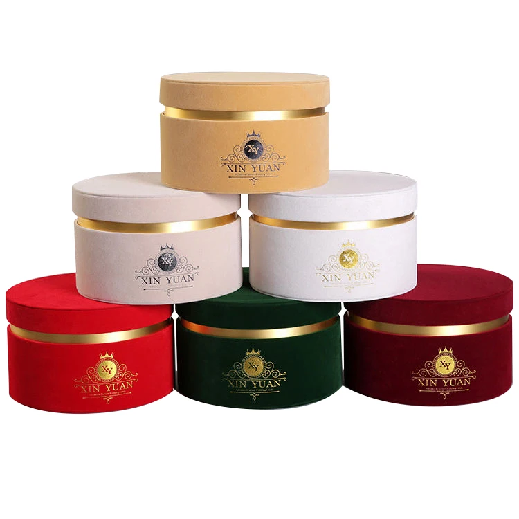 high quality wholesale custom round luxury velvet flower box