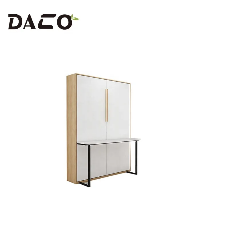 Smart Space Saving Furniture Queen Size Murphy Bed Hydraulic Piston System Vertical Tilting Folding Wall Bed with Desk