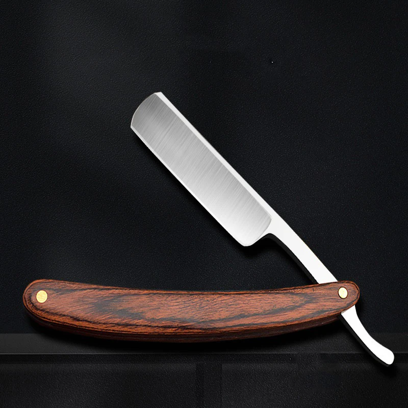 Wooden Handle Cut Throat Barber Razor Folding Single Blade Stainless Steel Custom Logo Color Straight Razor