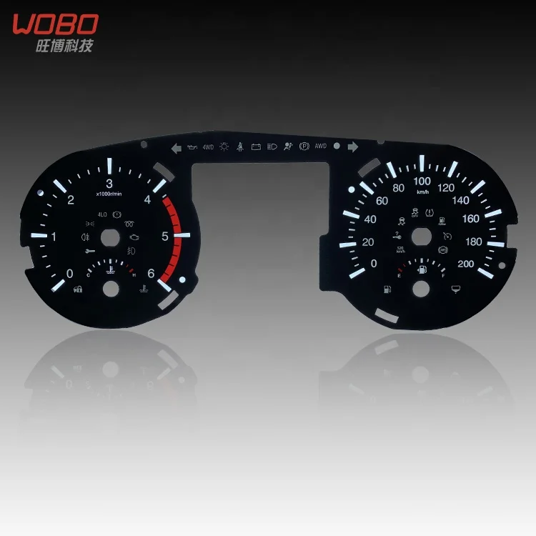 Customize 2D Auto Meter Dial Black Gauge Face Overly Panel