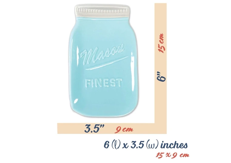 Blue Mason Jar Spoon Rest - Kitchen Spoon Holder for Stove Top Ceramic Ladle Holder  Candy Dish plate