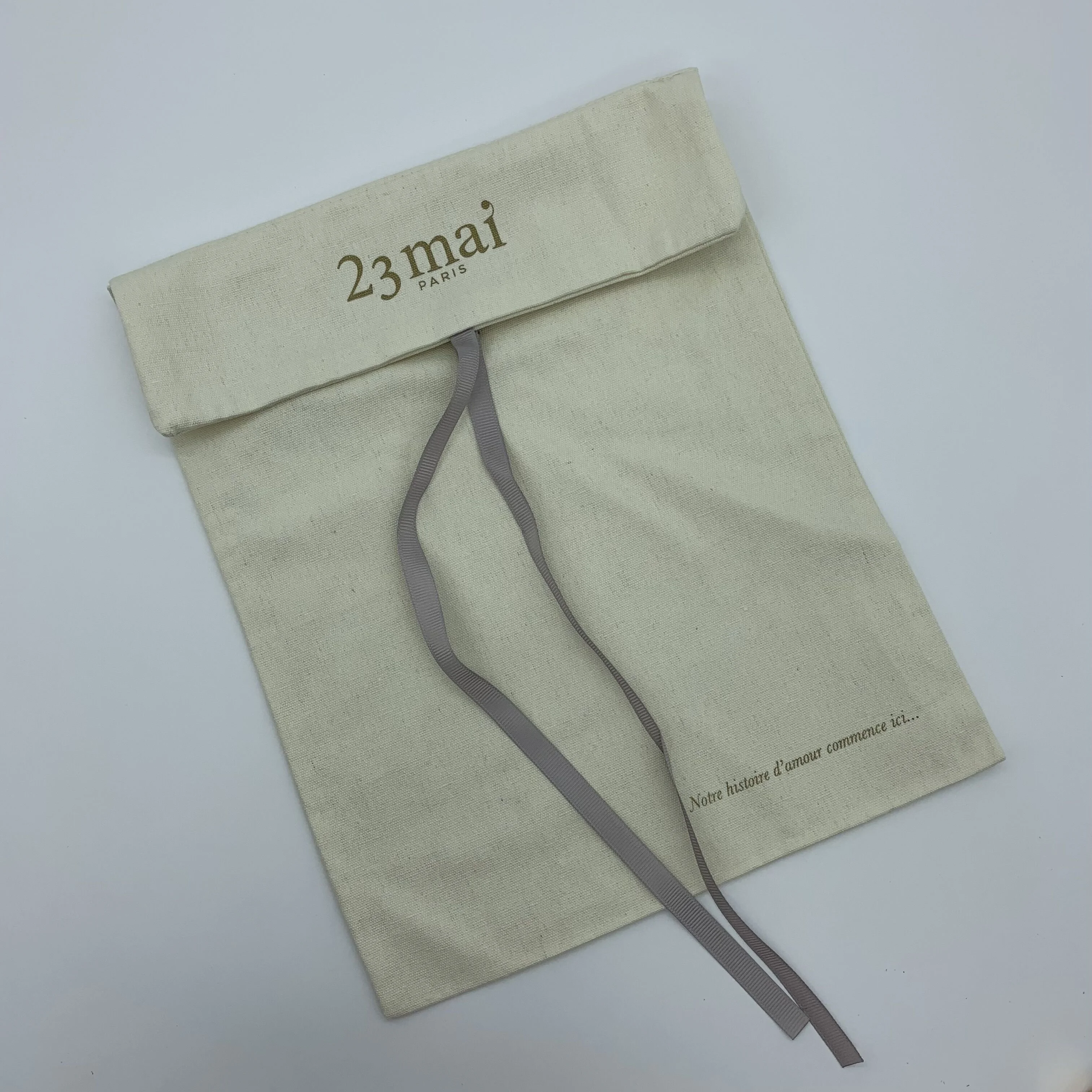 Custom Canvas Envelope Bag Clothing Boutique Packaging Pouch With Ribbon