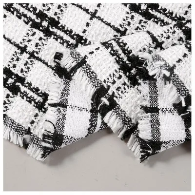100% Chemical Fiber Tweed Black And White Plaid Fabric Used For Coats And Coats Classic Dresses In Autumn And Winter