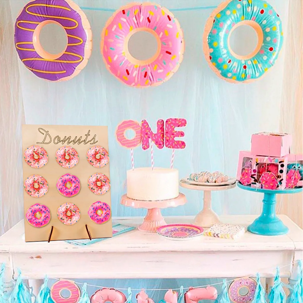 DIY Wooden Wall Rustic Wedding Decoration Table Donut Party Decor retail donuts display rack wooden display shelf rack