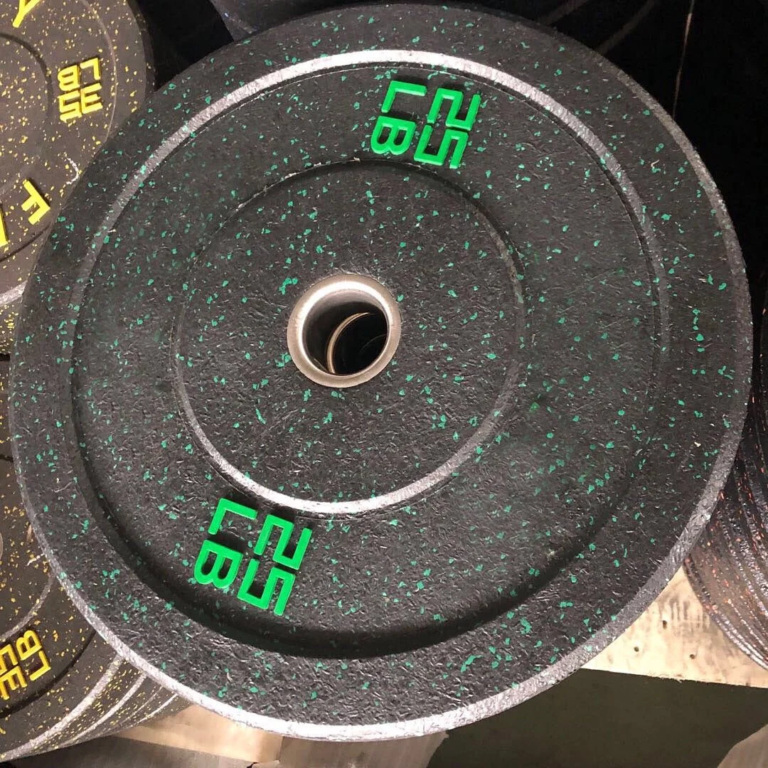 Sports equipment crumb rubber gym bumper plates weight lifting with colorful dots