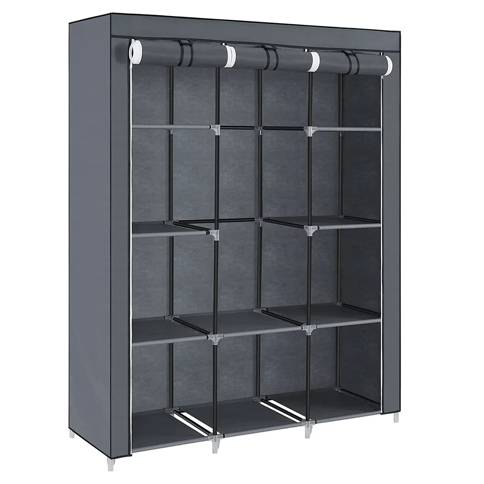 Large Storage Space pole system closet organizer foldable fabric closet modern and cheap simple plastic wardrobe