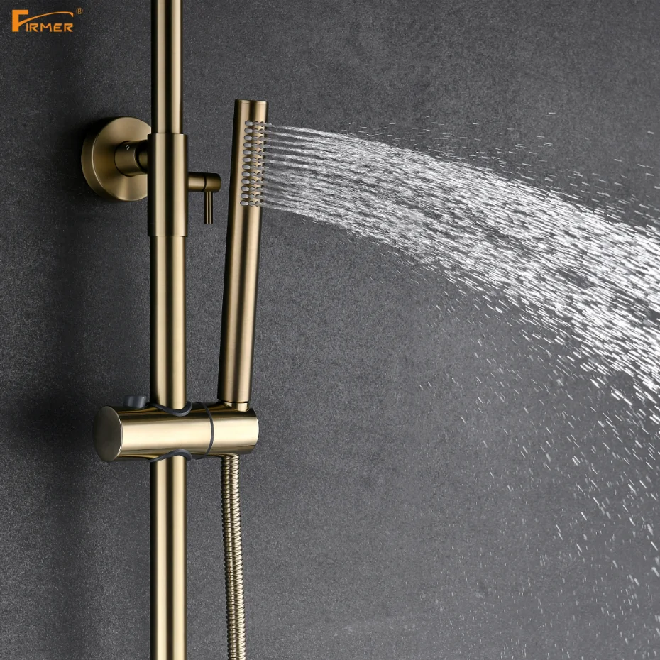 FIRMER 2020 NEW design Sanitary Ware high quality gold  color bathroom rain shower faucet set
