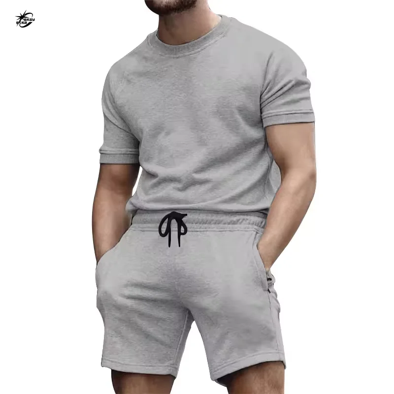 Custom Summer Sportswear Tracksuit T-shirt & Shorts Set For Men Running Custom Men Short Sets  Jogging Suit