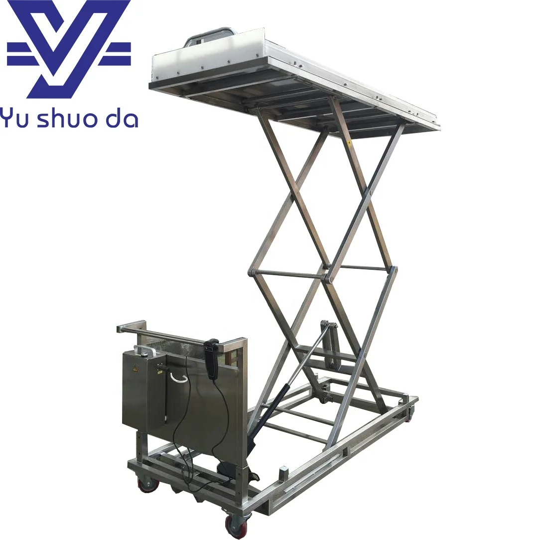 Surgical equipment electric hydraulic mortuary cart with lift system