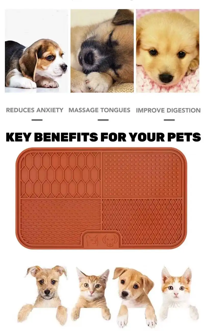 Factory Wholesale Custom Logo Pet Bath Peanut Butter Lick Pad Silicone Pet Dog Lick Mat With Suction Cups
