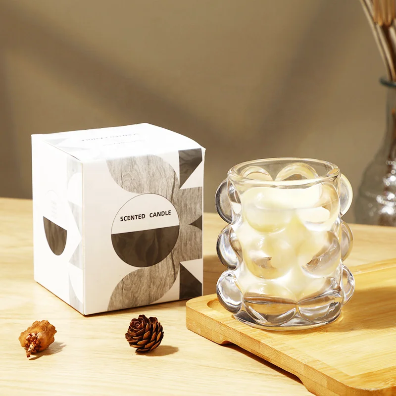 Smoke-free bedroom fragrance soy wax light luxury decoration handmade glass scented candle