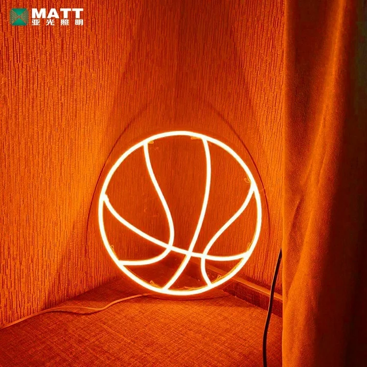 Matt Color Changing Large Waterproof Custom Big Bright White Basketball Led Neon Sign for Home Party Boy Birthday Decoration