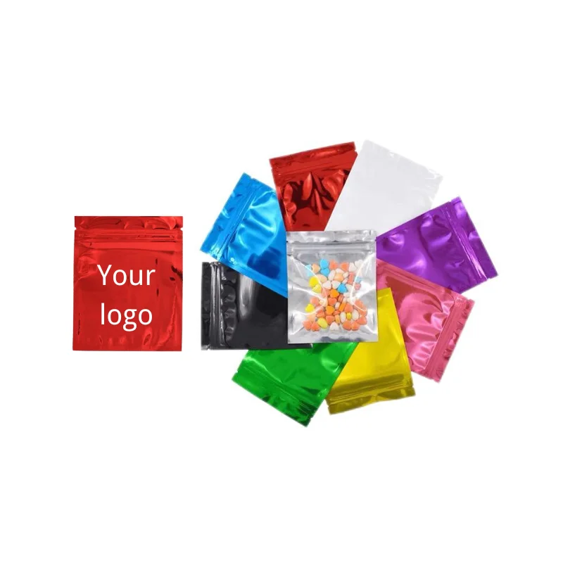 Colorful Foil Zip lock Bags Food Pouch Mylar Aluminum Foil Tea Food Storge Three Side Seal Bag