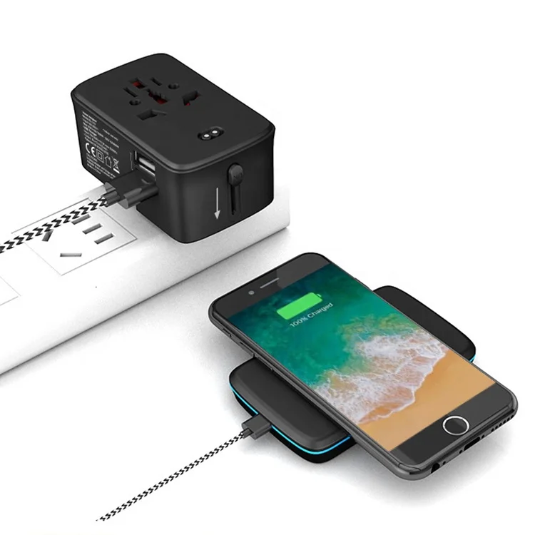 USB универсальный адаптер питания для путешествий с беспроводным зарядным устройством Мобильные аксессуары Международная вилка cargador rapido