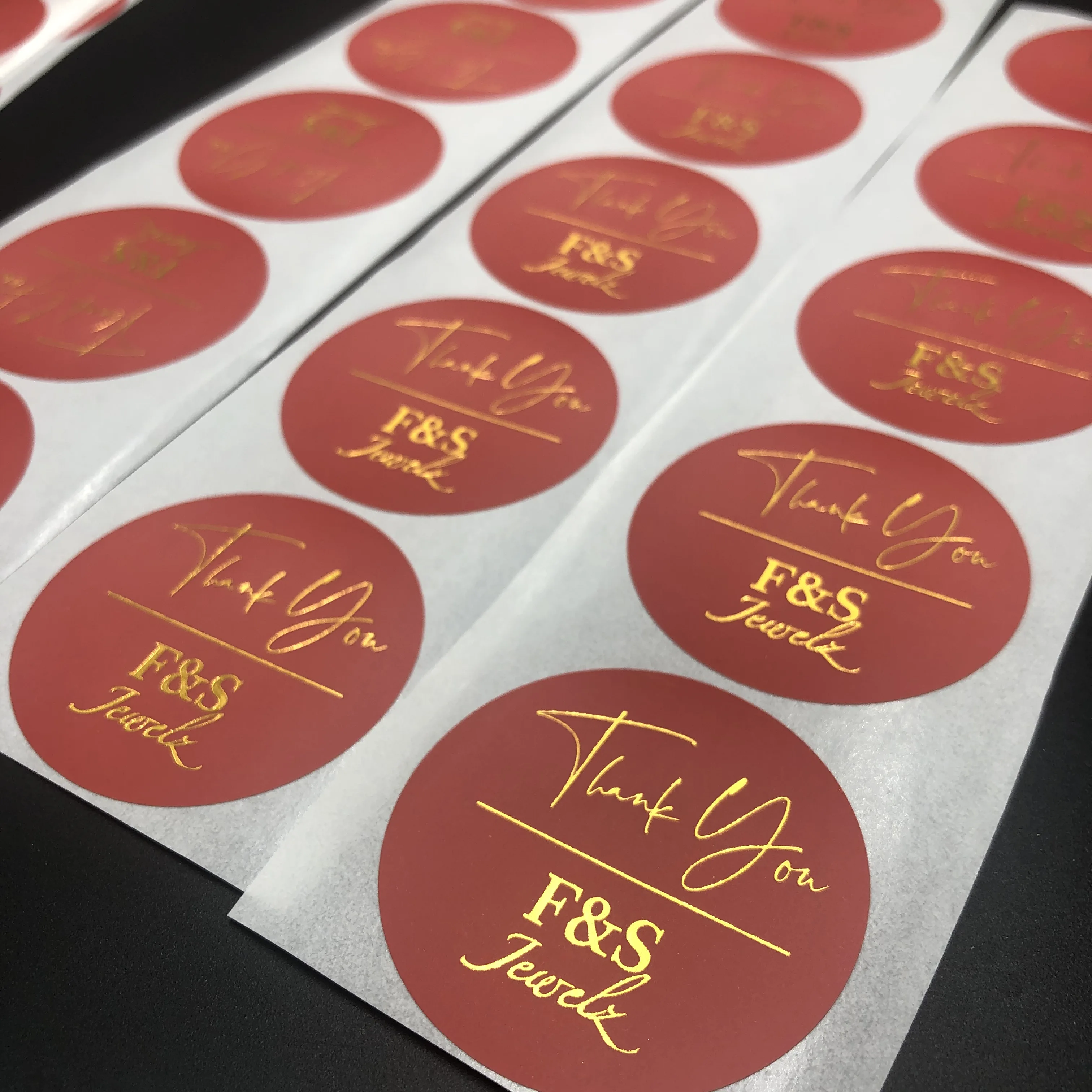 Thermal self-adhesive Strong Glue Custom  gold foil logo stickers paper labels