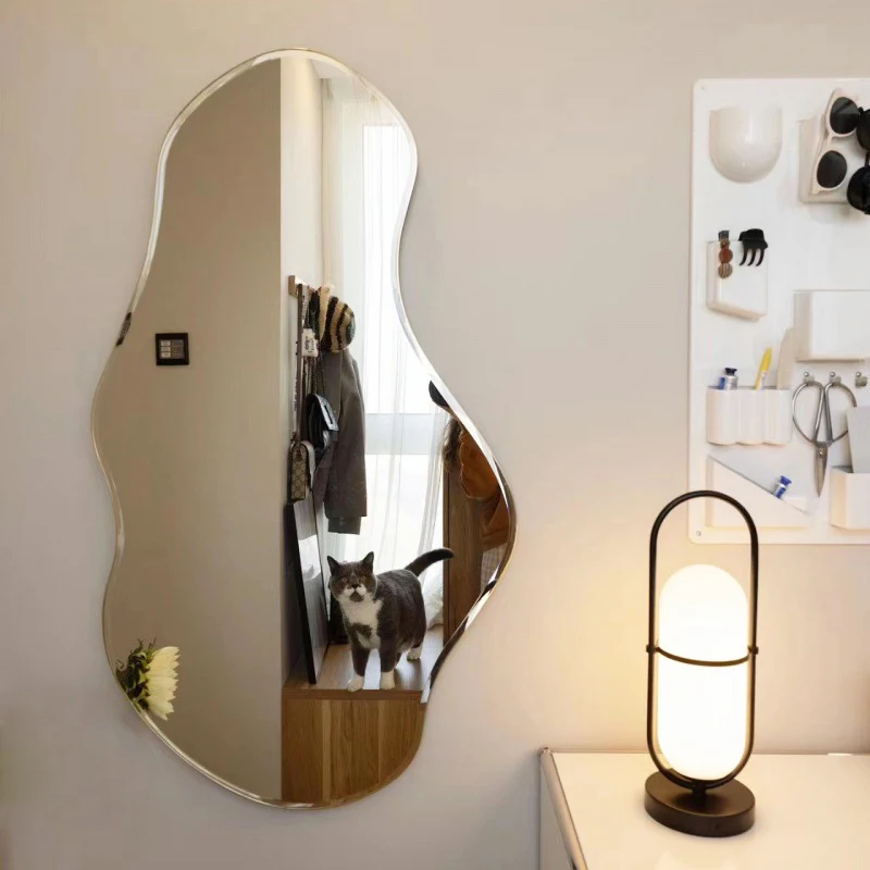Factory Wholesale Accept Customized LED Light Irregular Mirror bedroom Wavy Mirror