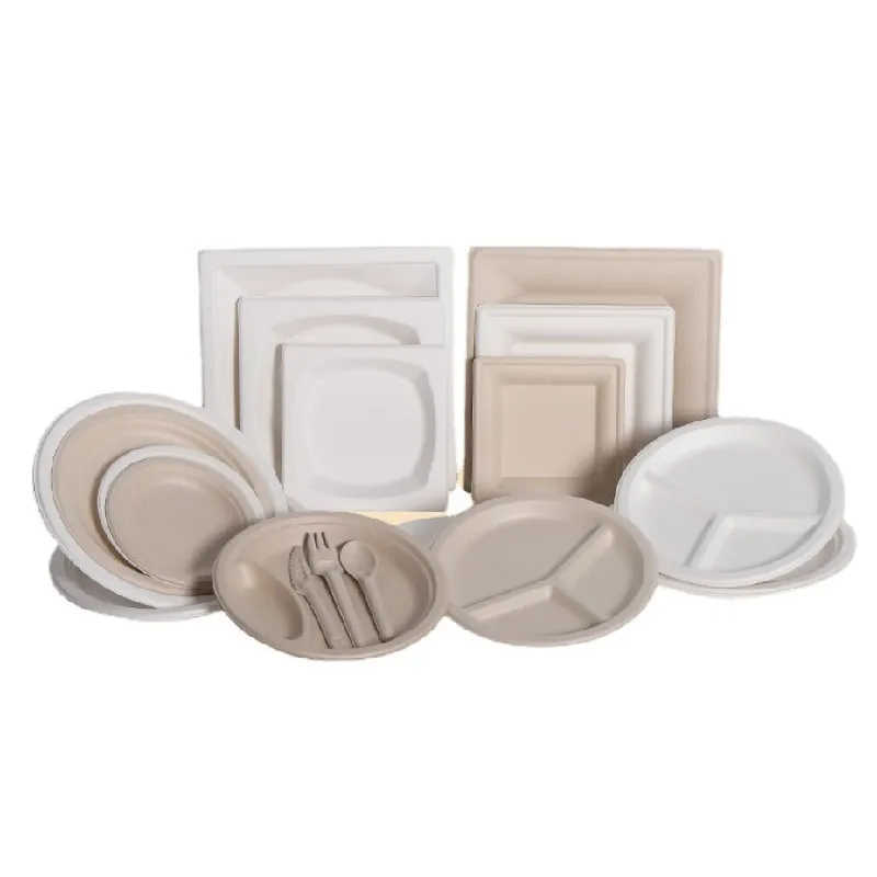 Custom Logo Party Restaurant Degradable Plastic Eco-Friendly Disposable Bio Biodegradable Plates Sugarcane Bagasse Paper Plates