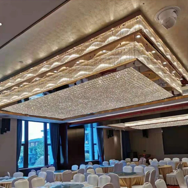 Luxury Large Hotel Engineering Lamps Professional Designer Customized Pendant Light Glass Crystal Acrylic LED Custom Chandeliers