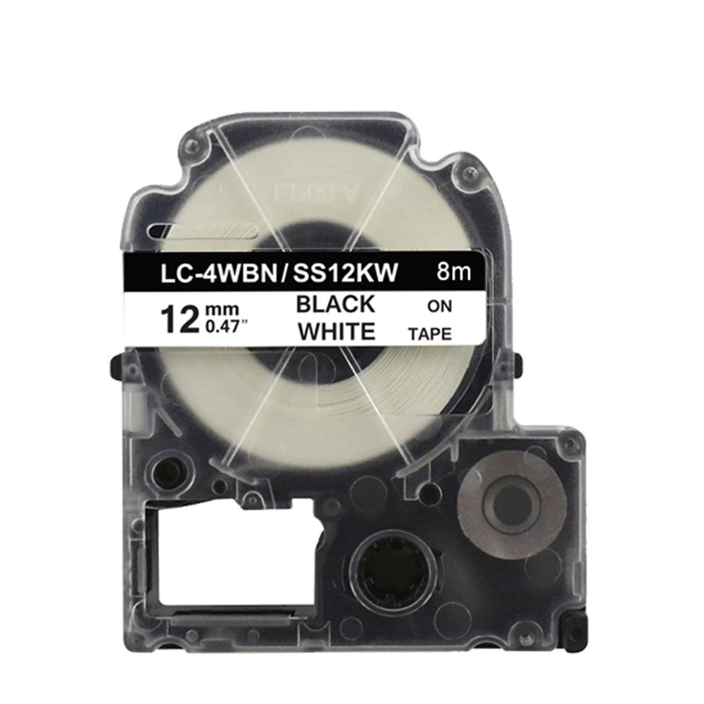 LC-4WBN LK-4WBN(SS12KW) совместимая этикеточная лента SS12KW от KINGJIM TEPRA черный на белом (1/2 дюйма 12 мм) 8 м