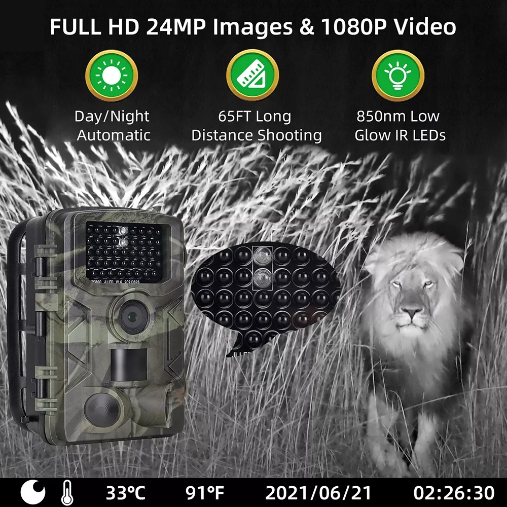 24MP 1080P thermal camera for hunting Motion Activated Camera Wildlife waterproof Hunting trail night vision Camera HC-808A