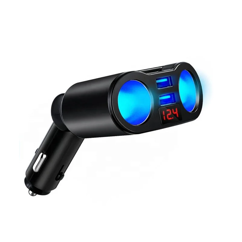 2022 Hot Sell 15W Power Quick Charging Car Charger Cigarette Lighter Multiple Port Car Charger With LED Dual USB Display