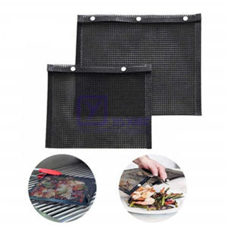 Custom ptfe Outdoor Picnic Charcoal Barbecue Reusable Non-Stick Bag multi-purpose food grade BBQ Mesh Grill Bags Suitable