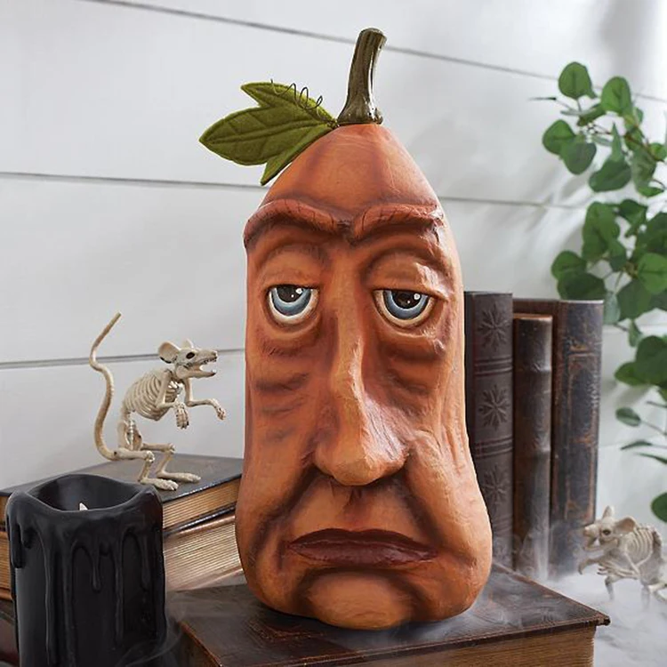 Wholesale Resin Crafts Halloween Pumpkin Outdoor Garden Yard Decoration Ornaments Halloween Funny Face Pumpkin Head for Table