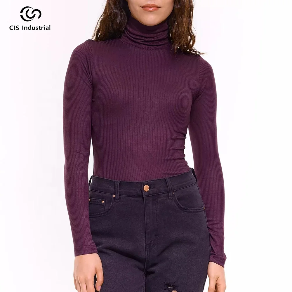 Custom Logo OEM/ODM Women Sweater Wool Blend Knit Jumper Pullover Long Sleeve Turtleneck Knitwear Basic Slim Sweater