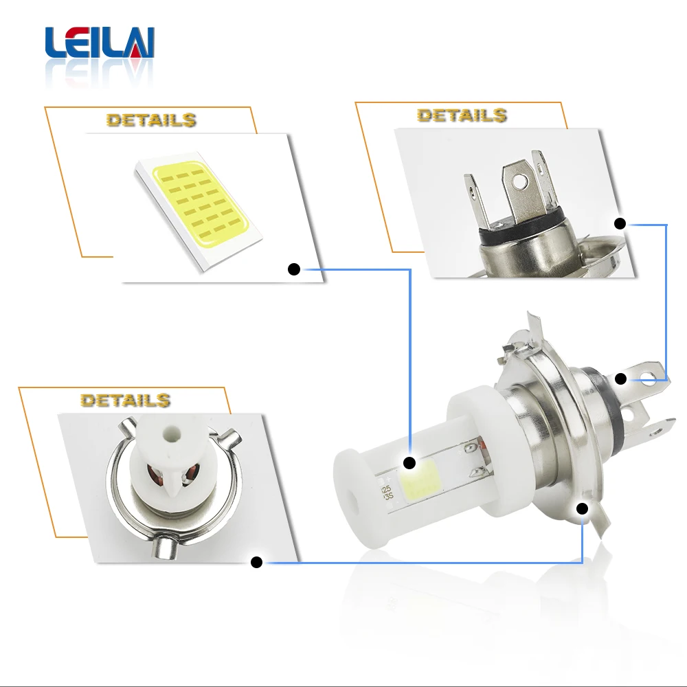 P15D Led Motorcycle Scooter Light Bulb White Motorbike H4 Led Headlight Motorcycle BA20D Moped Light Bulb