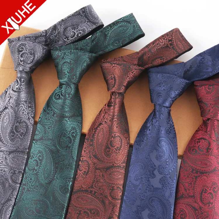High Quality Jacquard Luxury Ties for Men Italian Floral Silk Paisley Neckties Custom Woven Mens Polyester Ties