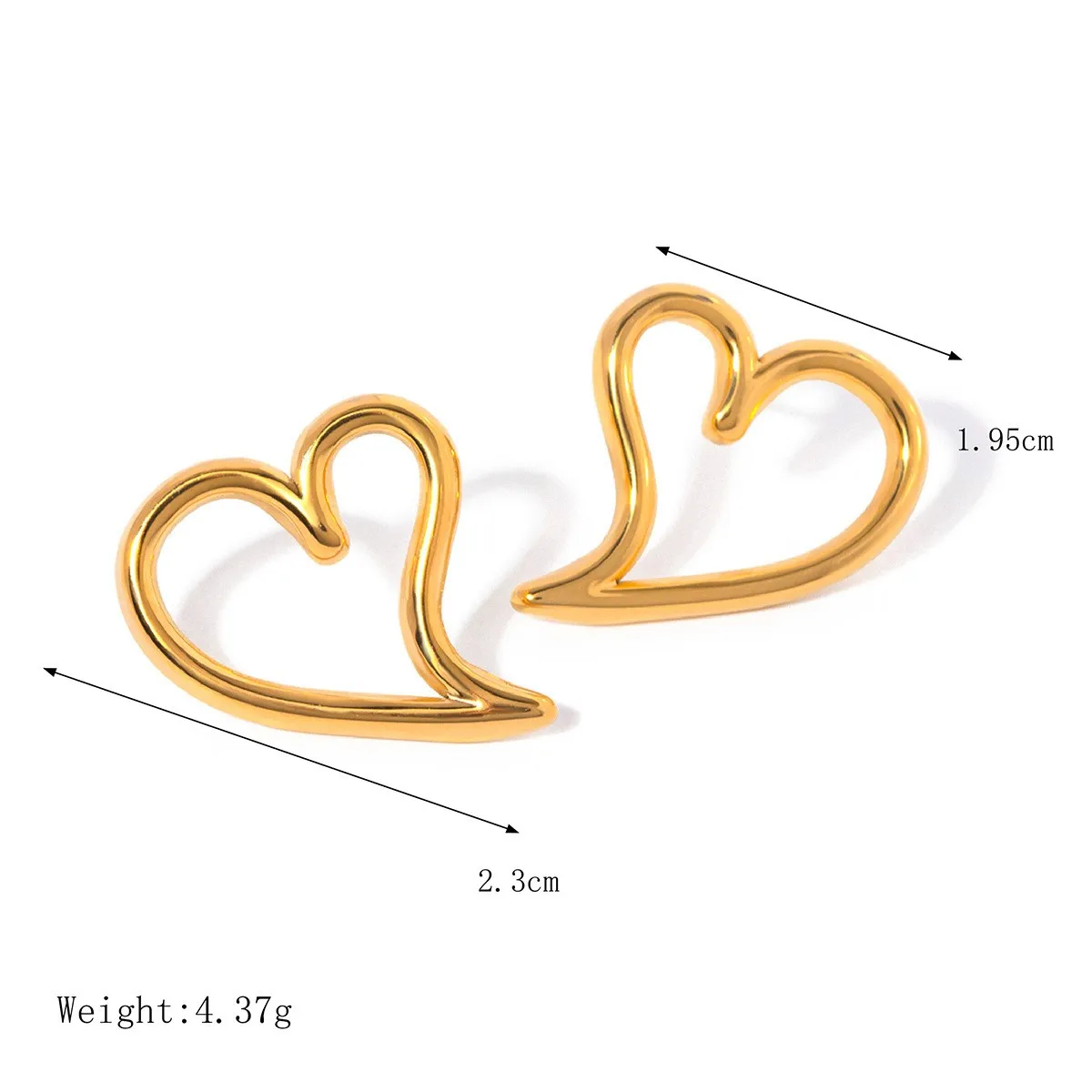 New Trend Heart Shape Earrings Stainless Steel Heart Hollow Stud Earrings Waterproof Trendy Fashion Charm Jewelry Gift