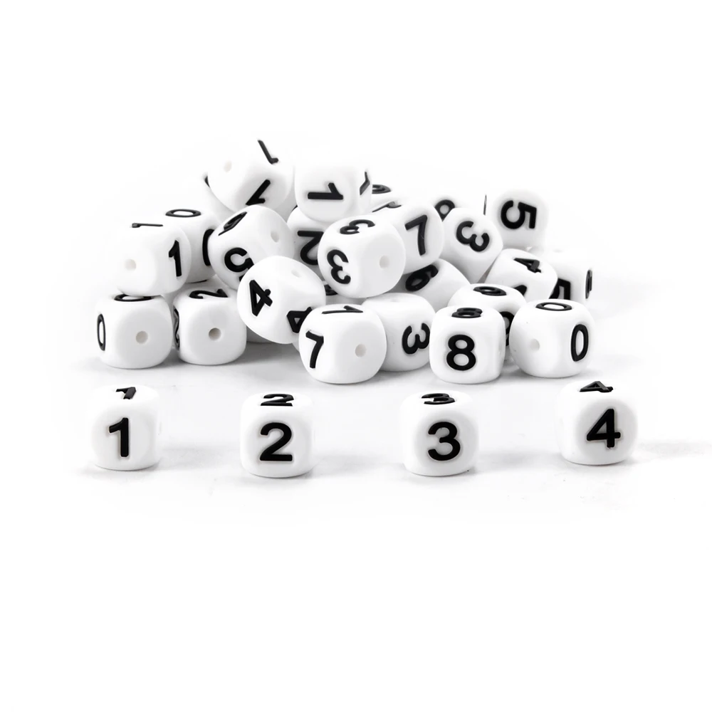 100% Soft BPA Free Food Grade  12mm Silicone Number 0 to 9  Beads For Pacifier chains DIY Keychain Pens Wholesale