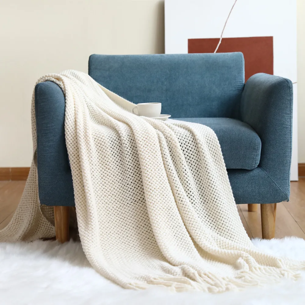 Super Soft Cashmere Decorative Throw Blanket Lightweight Knitted For Bed And Sofa