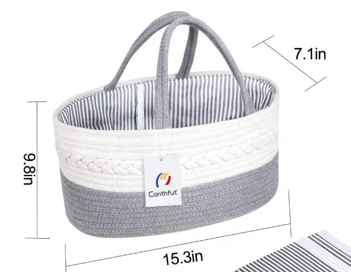 
China Direct Factory Travel Stylish Collapsible Cotton Rope Diaper Bag With Handles 