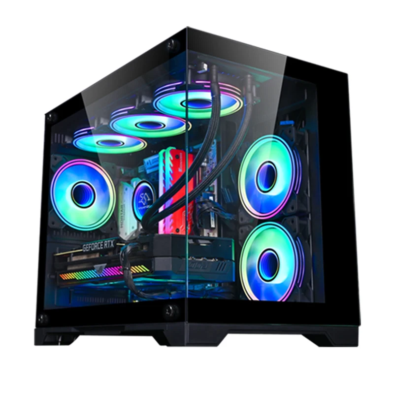 Снеговик Micro ATX PC чехол с панорамным закаленным стеклом обратное соединение материнская плата совместимый черный USB3.0 порт белый геймер